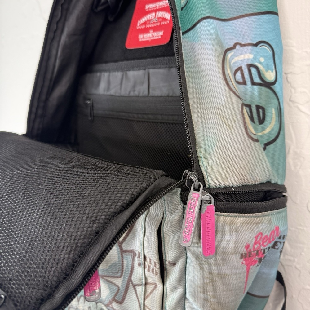 Sprayground Gummy Money Backpack Limited Edition Pink Bear Money Graphic Rare - Picture 8 of 13